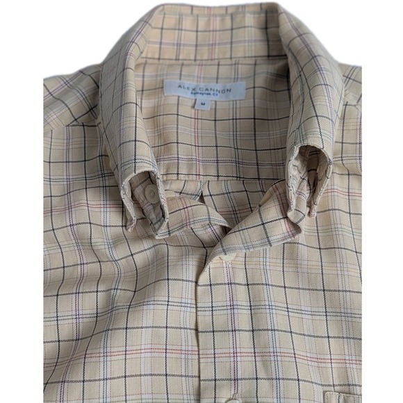 Alex Cannon Other - Alex Cannon Mens Button-Down Shirt Long Sleeve Beige, Blue RustPlaid 100% Cotton